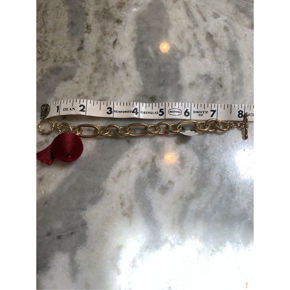 Gold Link 8” Bracelet with Dark Red Accent #FSU colors - Picture 3 of 4